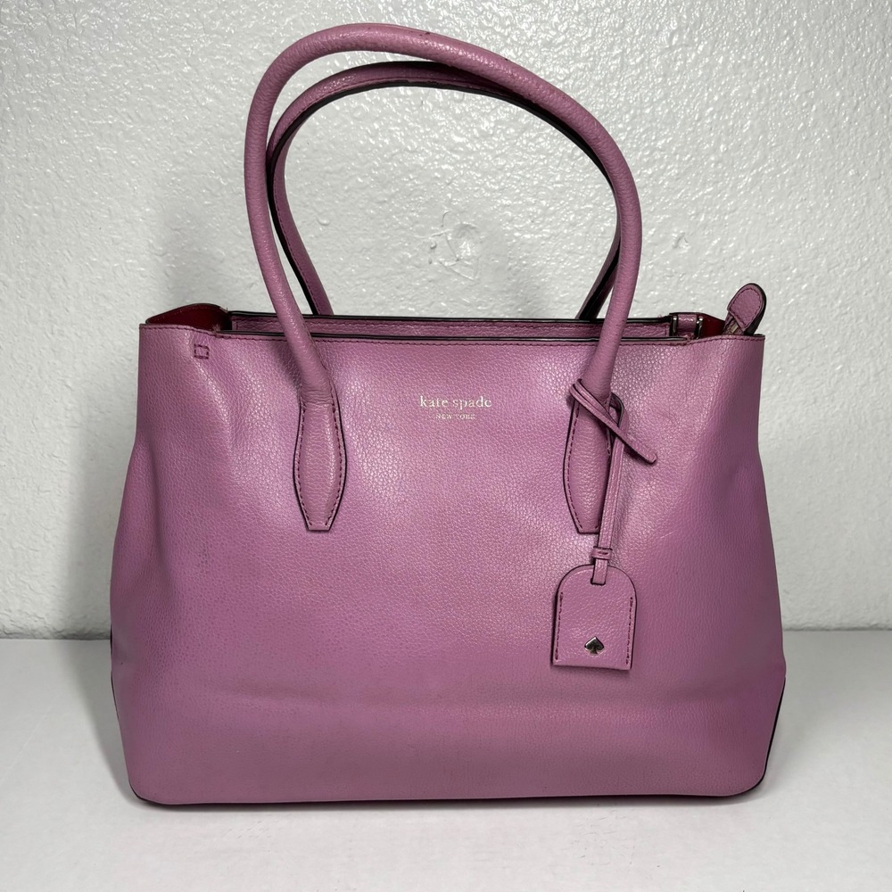 Kate Spade Eva Orchid Pink Pebbled Leather Tote Bag Satchel Lavender Brass $399 - Picture 9 of 9